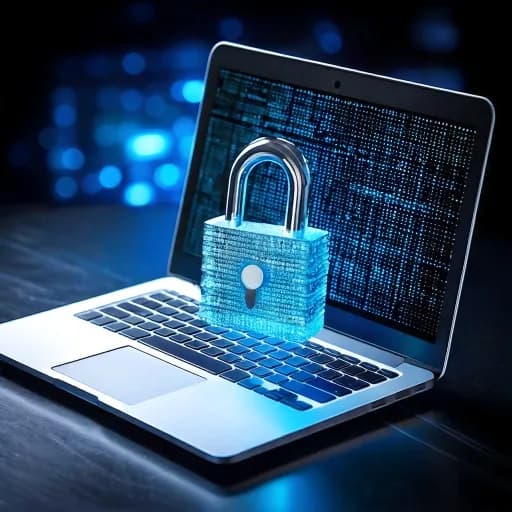 Notebook mit Schloss-Symbol als Sinnbild für abgesicherte IT-Systeme